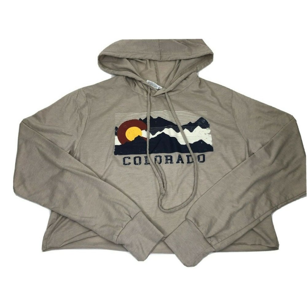 Women's Bella+Canvas Colorado Shirt Hoodie Crop Top Size Medium